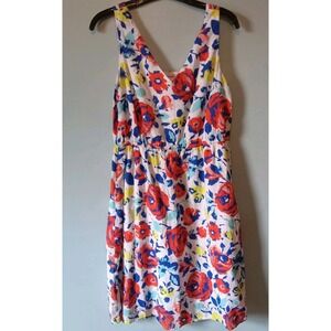 Old Navy Floral Dress Sleeveless Vneck Colorful Elastic Waist 100% Cotton SZ 8 M